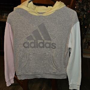 Girla Youth ADIDAS Hoodie. Gray,Pink,Yellow,&Blue. Sz Medium